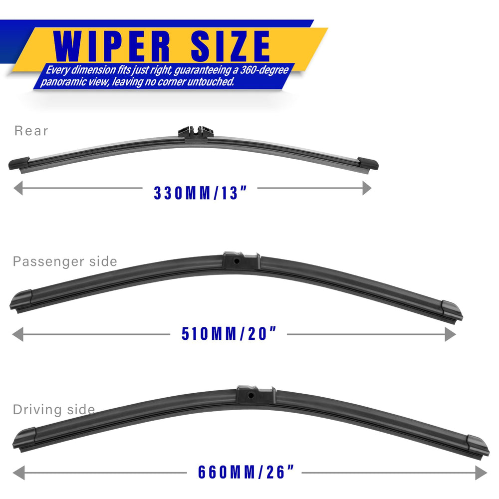 Rooppa X3 20-inch passenger wiper blade maintains windshield clarity on the passenger side