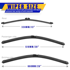 Rooppa X3 20-inch passenger wiper blade maintains windshield clarity on the passenger side
