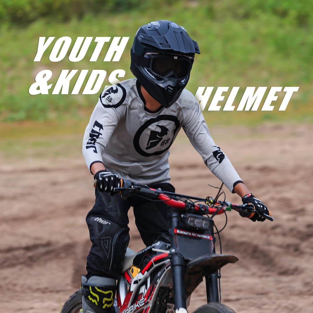 Roozo Complete Dirt Bike Gear Kit image with helmet, goggles, gloves, dust bag
