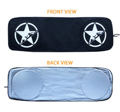 Sunshade offers UV protection for dashboard, seats, and trim.