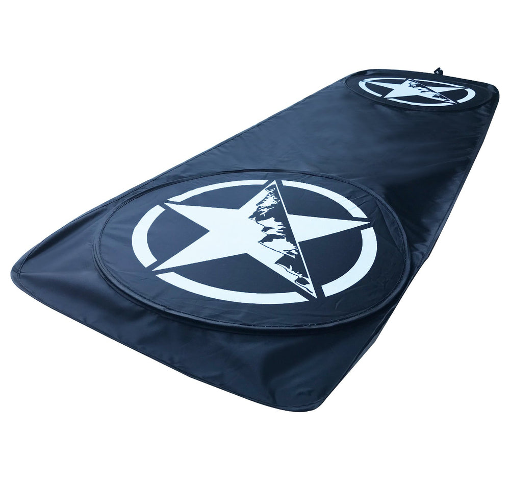 Rorex sunshade folds into a compact storage pouch for easy in-vehicle storage.