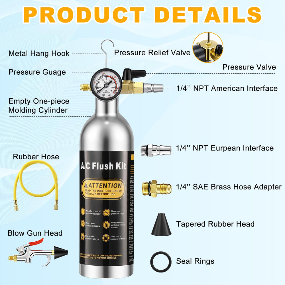 Rossesay AC Flush Kit flushing head with rubber conical tip ensures a tight seal