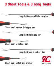 Rotation long-shaft pry bars provide deep reach and leverage for door panels