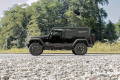 Rough Country 2.5-inch lift kit provides undercarriage clearance on a trail-ready Wrangler.