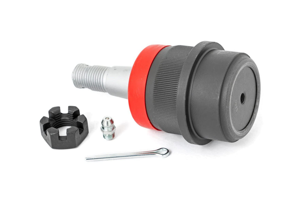Rough Country ball joints on Dana 44 axle illustrate cross-compatibility.