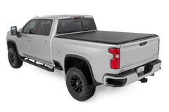 Rough Country matte-black vinyl bed cover with front seal protects bed from rain and dust.