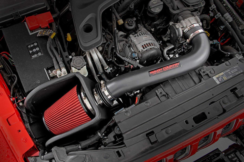 Rough Country Cold Air Intake installed on Jeep Wrangler JL for easier bolt-on upgrade
