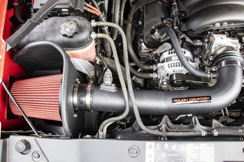 Rough Country Cold Air Intake tubing close-up highlighting large-diameter tube for improved airflow.