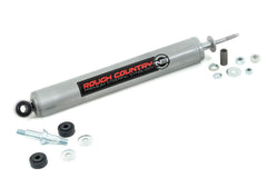 Rough Country N3 steering stabilizer for Ford Super Duty, side view showing improved stability.