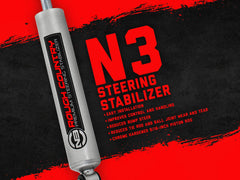 Front view of Rough Country N3 steering stabilizer reducing steering feedback on a C/K truck.
