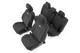 Rough Country Neoprene seat covers on Toyota Tacoma front seat protect against spills and wear