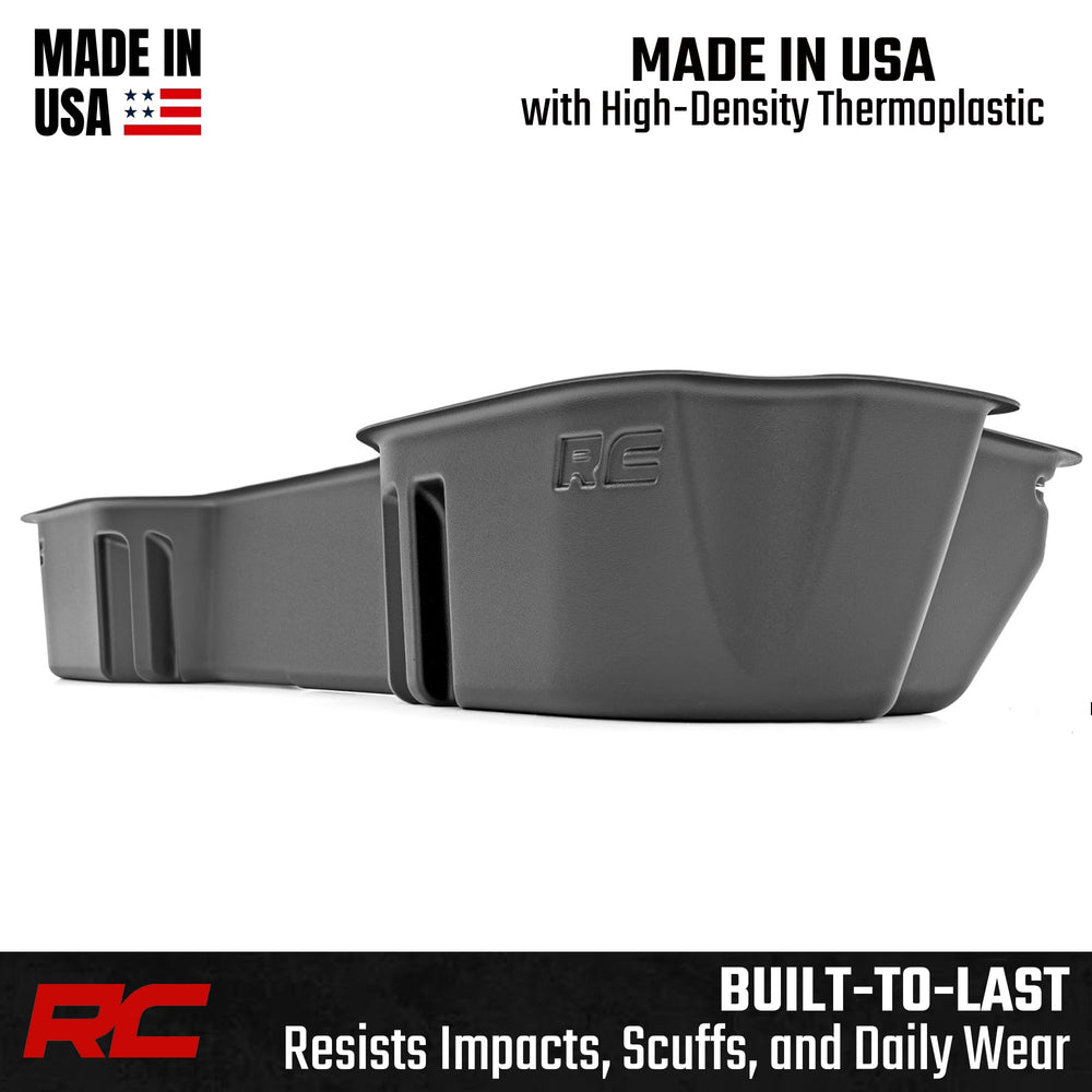 Rough Country Ram 1500 storage tray installs in minutes for quick organization.