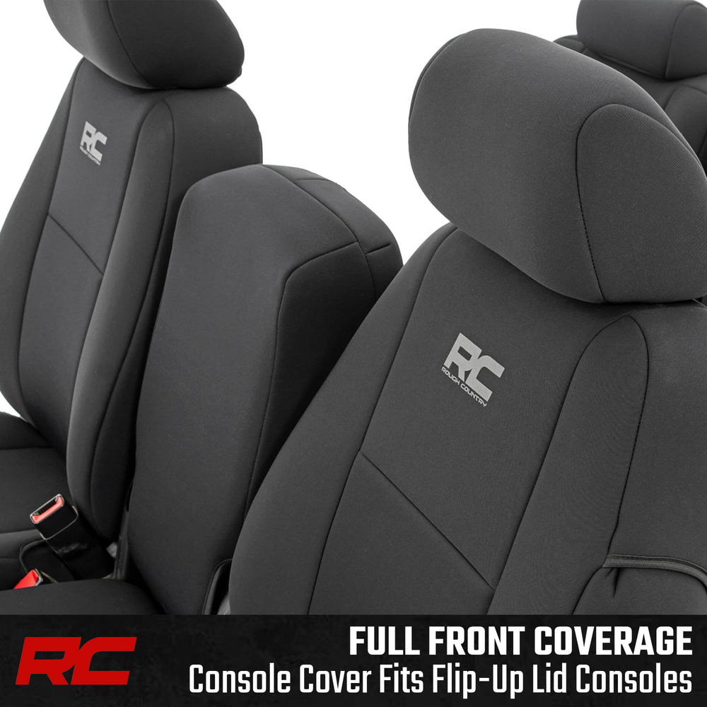 Close-up of Rough Country neoprene material showing durable four-layer construction.