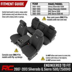 Rough Country easy-install seat covers on a pickup with no tools required.