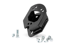 Rough Country spare tire carrier spacer on a Wrangler with a 33-inch tire for JK/TJ/YJ.