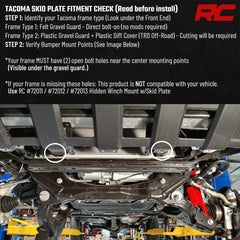 Rough Country TRD Off-Road install note indicates needed crossmember trim