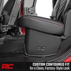 Rough Country under-seat storage anti-skid surface keeps items from sliding during drives.