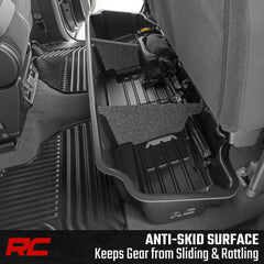 Rough Country under-seat storage installs in minutes with no drilling.