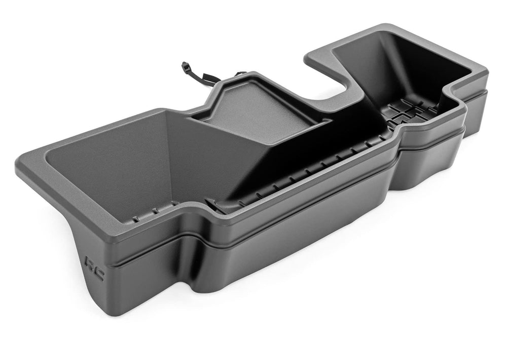 Rough Country under-seat storage installs in minutes with no drilling required.