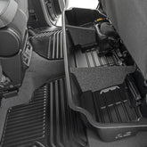Rough Country under-seat storage for Silverado Double Cab keeps tools within reach and out of sight.
