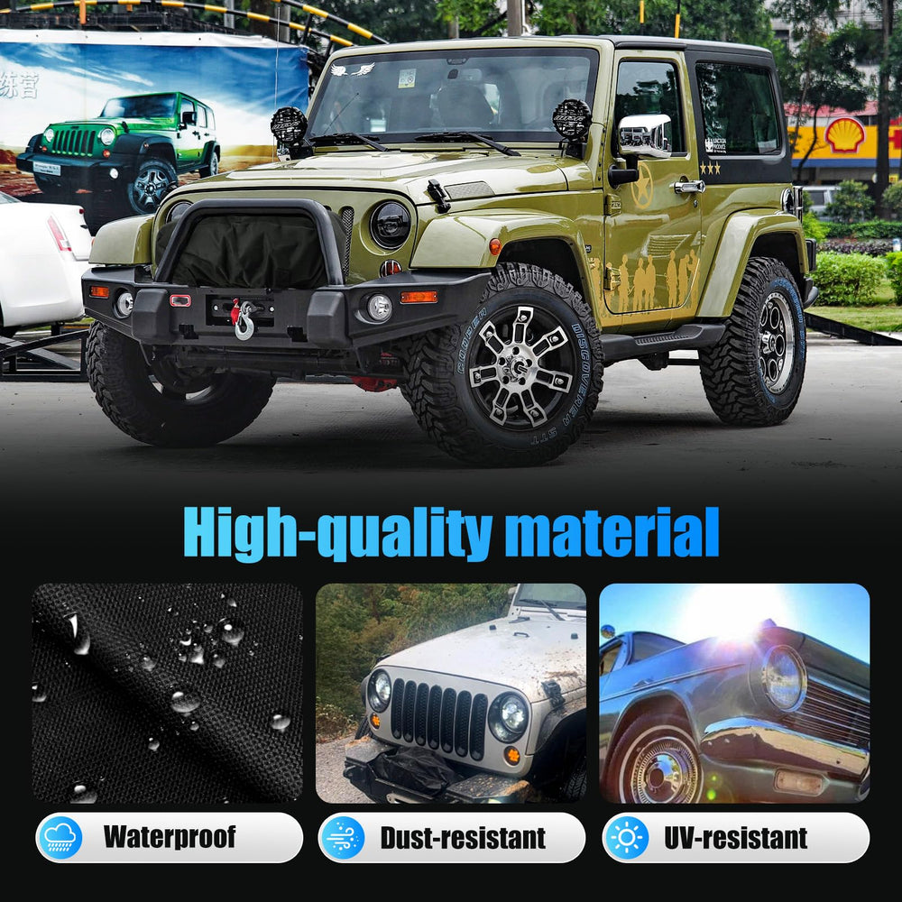Royitay winch cover material closeup highlights heavy-duty waterproof fabric
