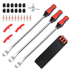 Rpeconu 15-inch tire spoon kit ready for action, highlighting leverage for tire removal