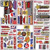 R and R Imports racing stickers sheet with bold motorsport designs for gear customization.