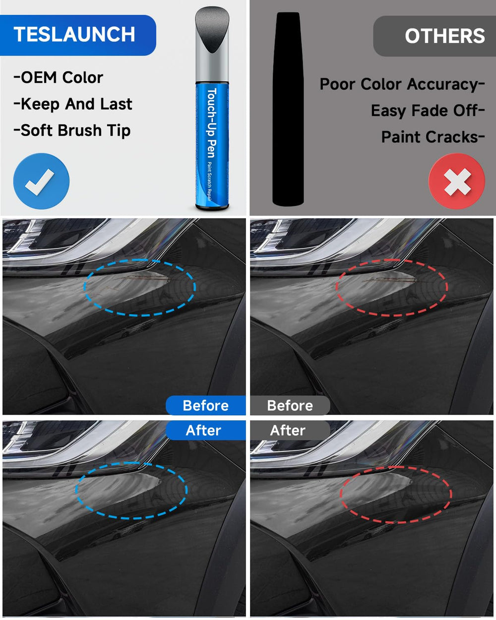 RSACET 202 black Toyota touch-up pen body designed for easy application