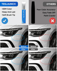 RSACET LC9A/0Q Pure White pen in action demonstrates seamless scratch repair on a VW panel.