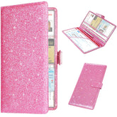 RSAquar car reg holder with embossed pink glitter leather cover, stylish and durable.