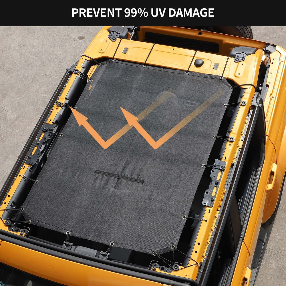 RT-TCZ sunshade bikini top roll bars secured with bungee cords