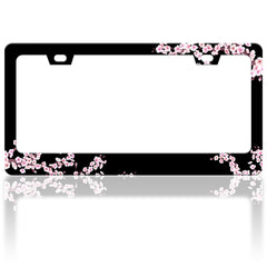 RTINRAN Cherry Blossoms license frame with pink flowers enhances car appearance.