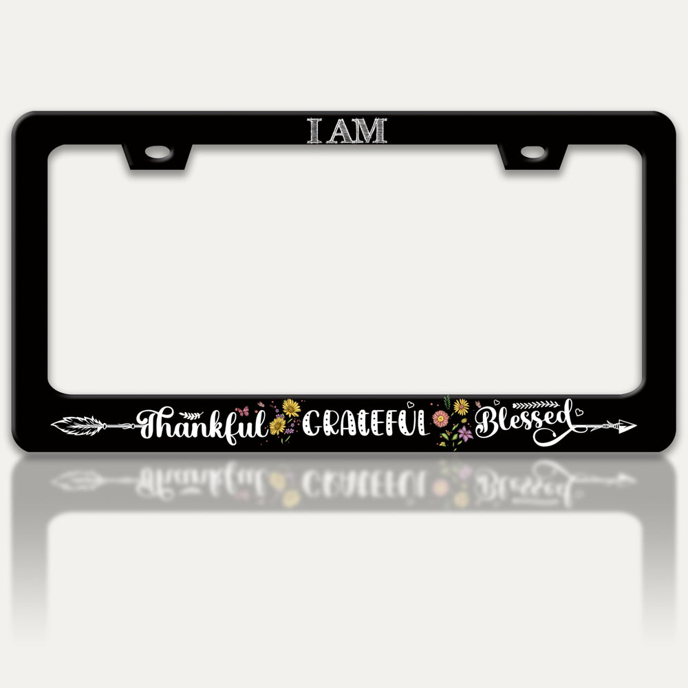 RTINRAN Grateful license frame with faith motif enhances vehicle style and personalization.
