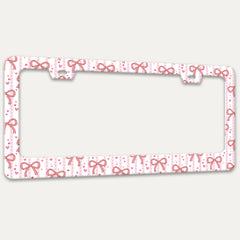 RTINRAN pink-bow license frame as a charming car accent.