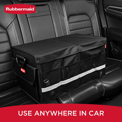 Rubbermaid car organizer with 3 compartments keeping items organized during trips