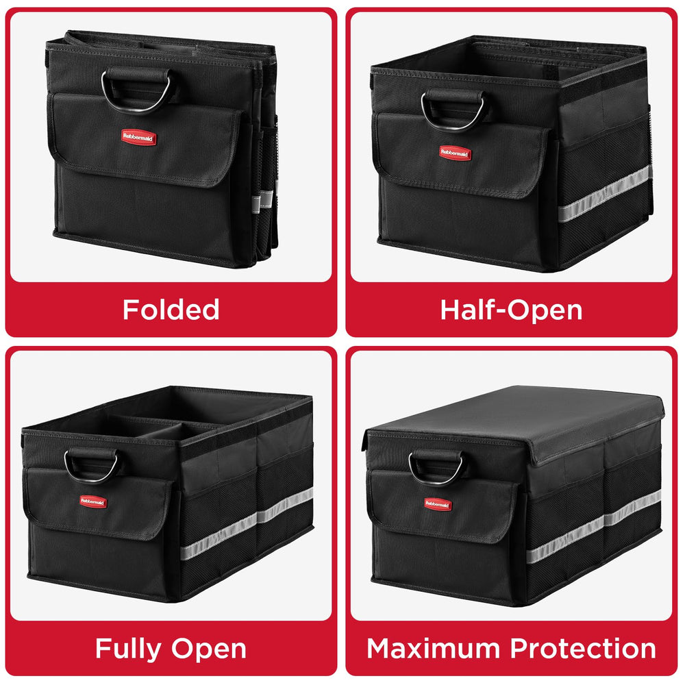Rubbermaid car organizer folds flat for compact storage when not in use