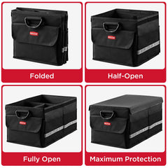 Rubbermaid car organizer folds flat for compact storage when not in use
