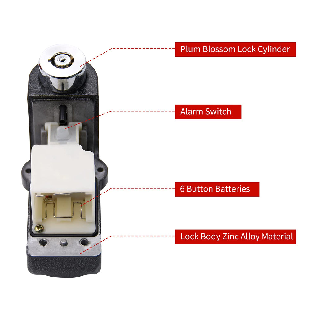 Ruby.Q alarm disc lock package includes storage bag and keys for easy transport.