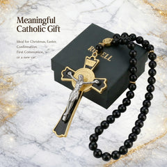 RUDELL Durable car accessory rosary, ideal gift for Catholics on the go.