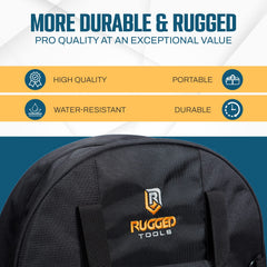 Rugged Tools cable bag large interior keeps multiple cords and hoses organized.