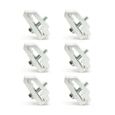 RuggedXL Low Pro aluminum mounting clamps securing camper to truck bed for stability