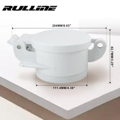 RULLINE foot-operated sewer cap with self-closing lid enables hygienic hands-free use.
