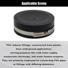 RULLINE black PVC cap in outdoor DWV use for non-pressure drainage applications.