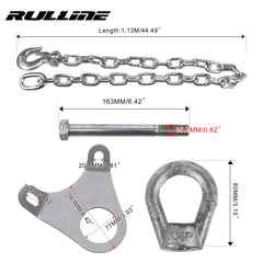 RULLINE safety chains kit half-inch shackles close-up for strong connections.