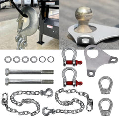 RULLINE safety chains plate enables universal connections for secure towing.