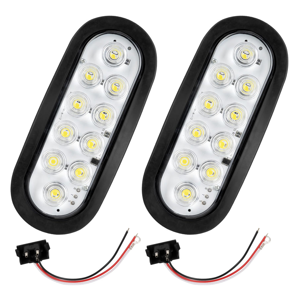 RUNBAITOO 6-inch oval LED tail light front view with dual brightness modes for visibility