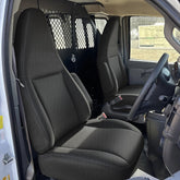 Runfider custom 600D seat cover on Chevy Express front bucket seat offers durable protection.