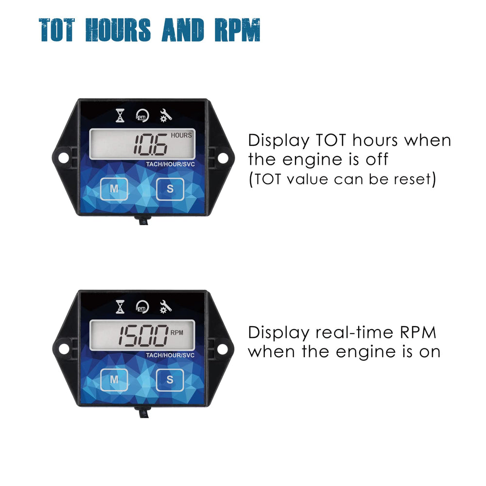 Runleader digital tachometer displays engine speed to assist idle tuning.