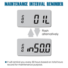 Runleader hour meter display on and off for continuous hour tracking.