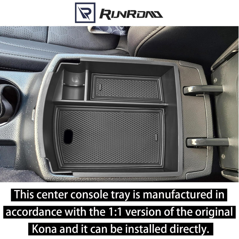 RUNROAD ABS material console tray offers durable storage with a soft liner to reduce rattling.